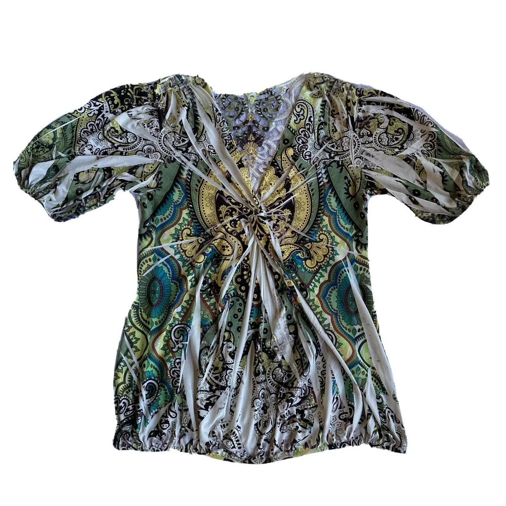 Simply Irresistible Top Sz Small Womens Multi-Color Floral Grafitti Style Blouse
